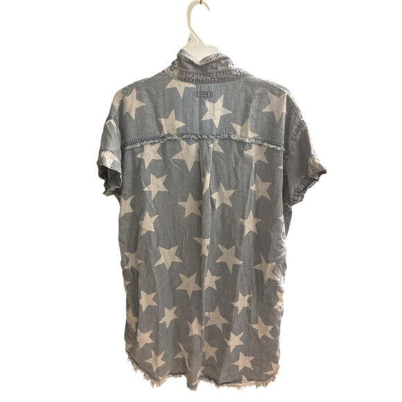 Easel Women's Stars Dress Distressed Washed Denim Size Size Small 100% Cotton - Picture 2 of 7